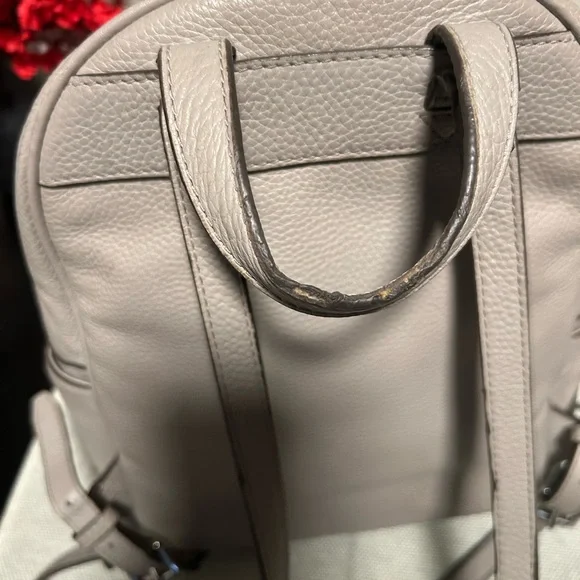 MICHAEL KORS Abbey Medium Grey Studded Pebbled Leather Backpack - Picture 14 of 16